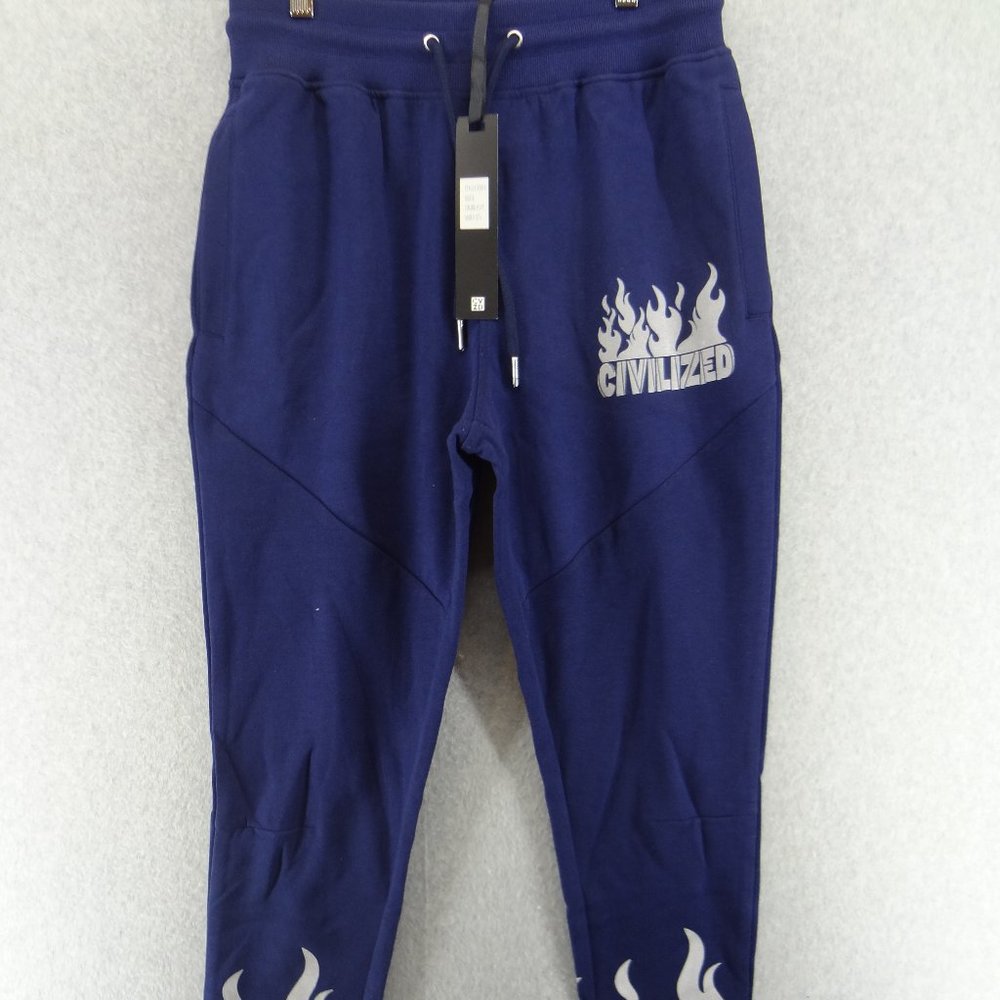 NWT, Civilized sweatpants blue and grey flames